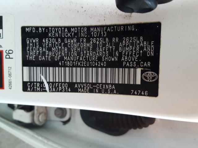 Photo 9 VIN: 4T1BD1FK2EU104240 - TOYOTA CAMRY HYBR 