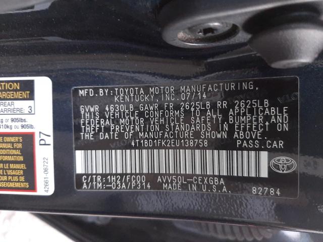 Photo 9 VIN: 4T1BD1FK2EU138758 - TOYOTA CAMRY 