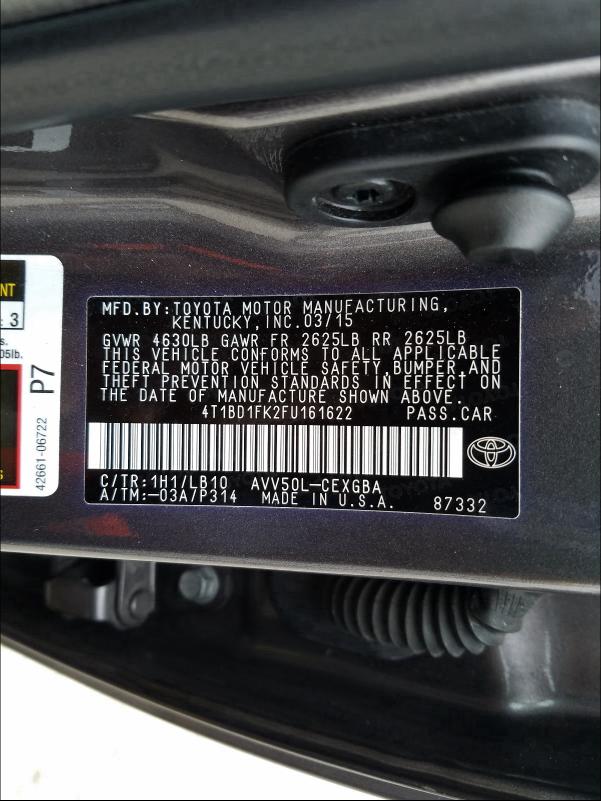 Photo 9 VIN: 4T1BD1FK2FU161622 - TOYOTA CAMRY HYBR 