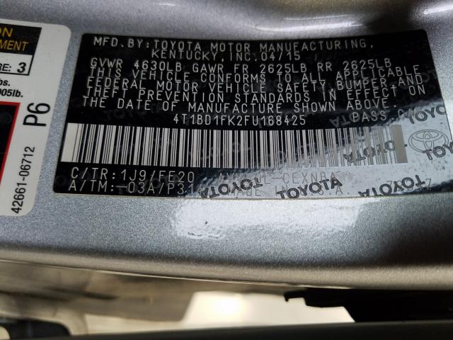 Photo 9 VIN: 4T1BD1FK2FU168425 - TOYOTA CAMRY HYBR 