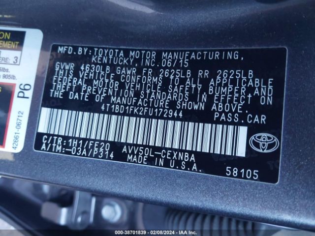 Photo 8 VIN: 4T1BD1FK2FU172944 - TOYOTA CAMRY 