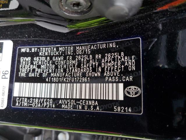 Photo 11 VIN: 4T1BD1FK2FU172961 - TOYOTA CAMRY HYBR 