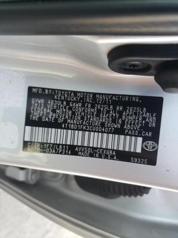 Photo 9 VIN: 4T1BD1FK3CU004077 - TOYOTA CAMRY HYBR 