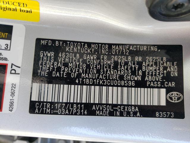 Photo 11 VIN: 4T1BD1FK3CU008596 - TOYOTA CAMRY 