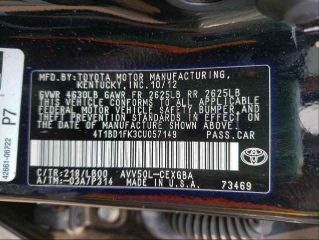 Photo 9 VIN: 4T1BD1FK3CU057149 - TOYOTA CAMRY 