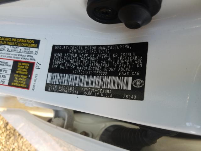 Photo 9 VIN: 4T1BD1FK3CU058009 - TOYOTA CAMRY HYBR 