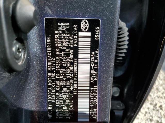 Photo 9 VIN: 4T1BD1FK3CU062996 - TOYOTA CAMRY HYBR 