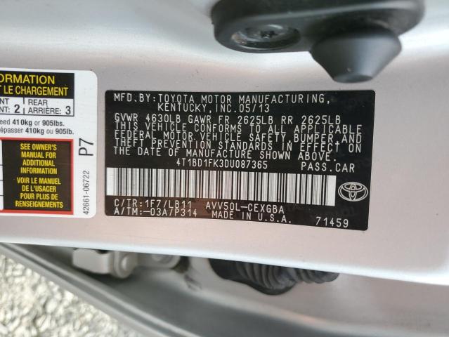 Photo 11 VIN: 4T1BD1FK3DU087365 - TOYOTA CAMRY HYBR 