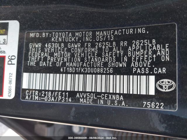 Photo 8 VIN: 4T1BD1FK3DU088256 - TOYOTA CAMRY 