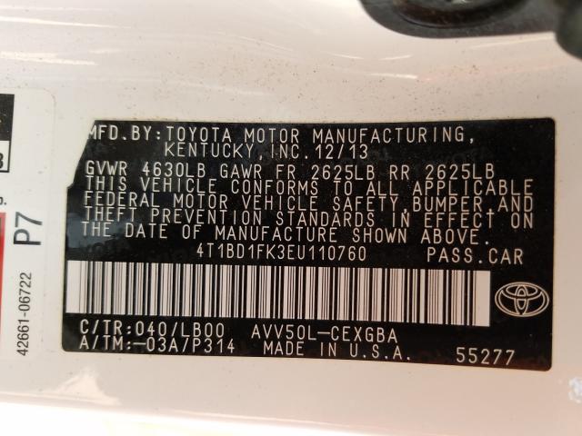 Photo 9 VIN: 4T1BD1FK3EU110760 - TOYOTA CAMRY 