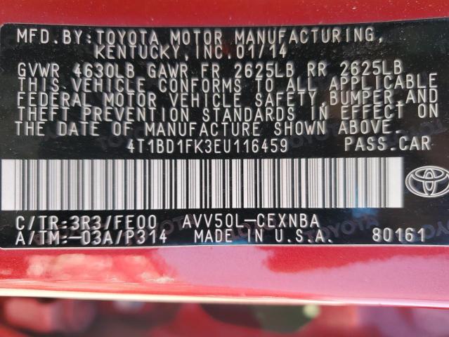 Photo 12 VIN: 4T1BD1FK3EU116459 - TOYOTA CAMRY 