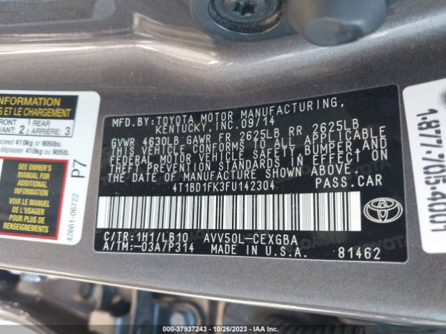 Photo 8 VIN: 4T1BD1FK3FU142304 - TOYOTA CAMRY HYBRID 