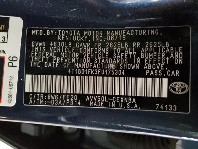 Photo 11 VIN: 4T1BD1FK3FU175304 - TOYOTA CAMRY 