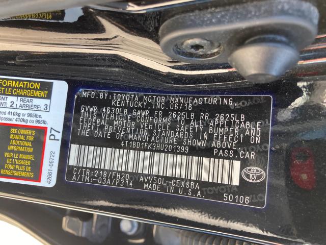 Photo 9 VIN: 4T1BD1FK3HU201399 - TOYOTA CAMRY HYBR 