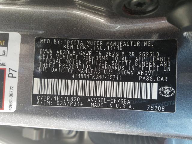 Photo 9 VIN: 4T1BD1FK3HU215741 - TOYOTA CAMRY HYBR 