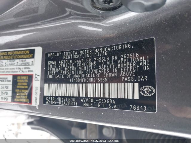 Photo 8 VIN: 4T1BD1FK3HU215965 - TOYOTA CAMRY HYBRID 