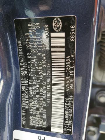 Photo 12 VIN: 4T1BD1FK3HU229218 - TOYOTA CAMRY 