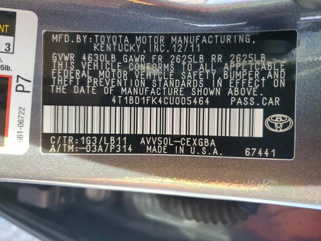 Photo 11 VIN: 4T1BD1FK4CU005464 - TOYOTA CAMRY 