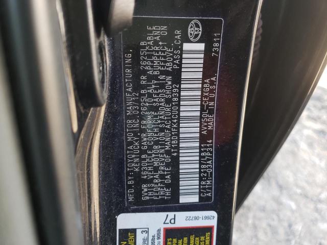 Photo 11 VIN: 4T1BD1FK4CU018392 - TOYOTA CAMRY HYBR 