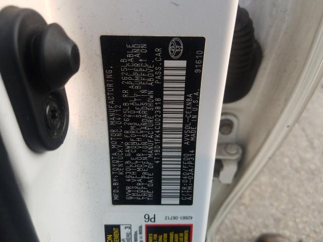 Photo 9 VIN: 4T1BD1FK4CU023818 - TOYOTA CAMRY HYBR 