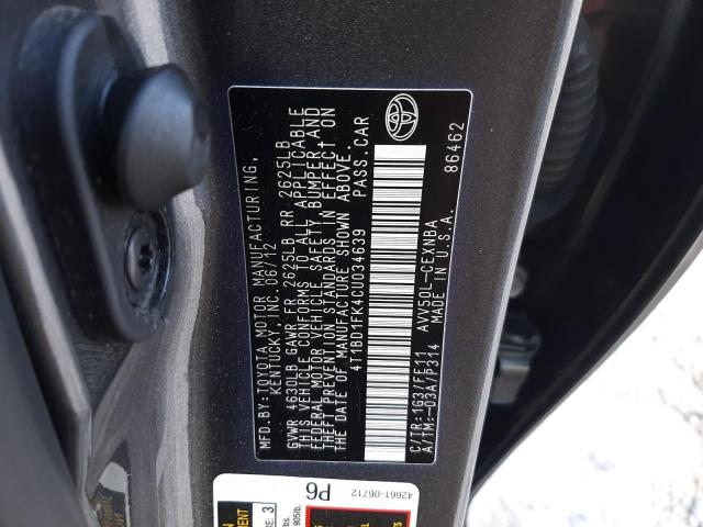 Photo 12 VIN: 4T1BD1FK4CU034639 - TOYOTA CAMRY HYBR 