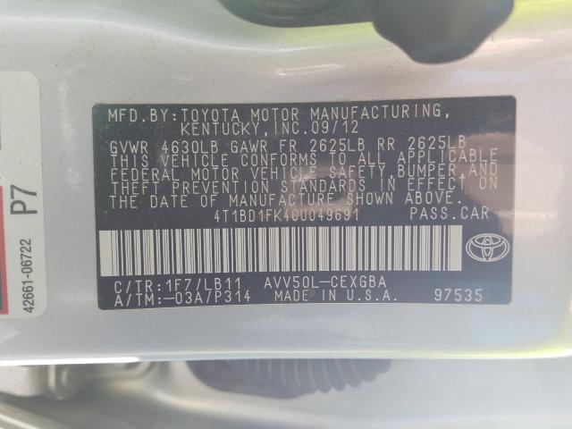 Photo 9 VIN: 4T1BD1FK4CU049691 - TOYOTA CAMRY HYBR 