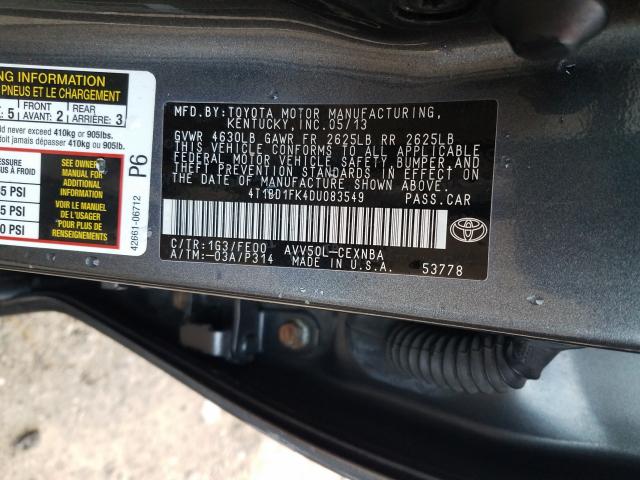 Photo 9 VIN: 4T1BD1FK4DU083549 - TOYOTA CAMRY HYBR 