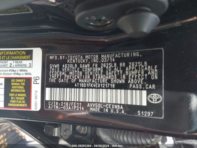 Photo 8 VIN: 4T1BD1FK4EU121718 - TOYOTA CAMRY HYBRID 