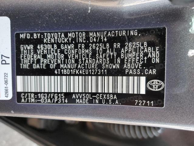 Photo 11 VIN: 4T1BD1FK4EU127311 - TOYOTA CAMRY HYBR 