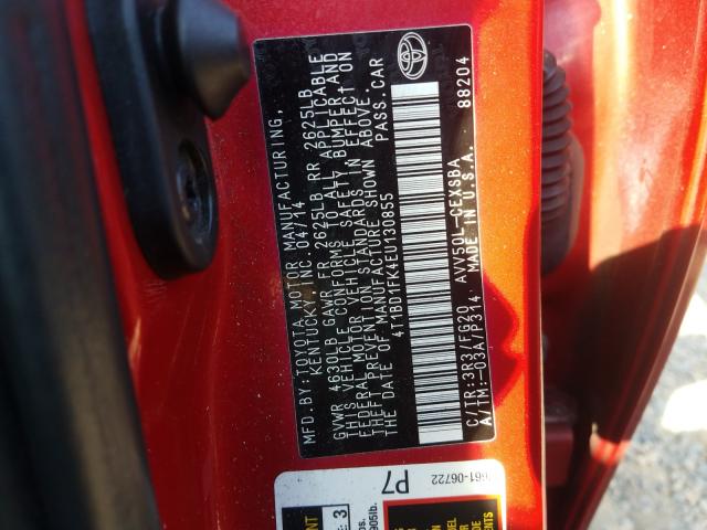 Photo 9 VIN: 4T1BD1FK4EU130855 - TOYOTA CAMRY HYBR 