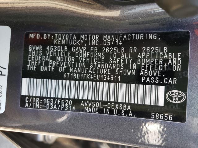 Photo 9 VIN: 4T1BD1FK4EU134811 - TOYOTA CAMRY HYBR 