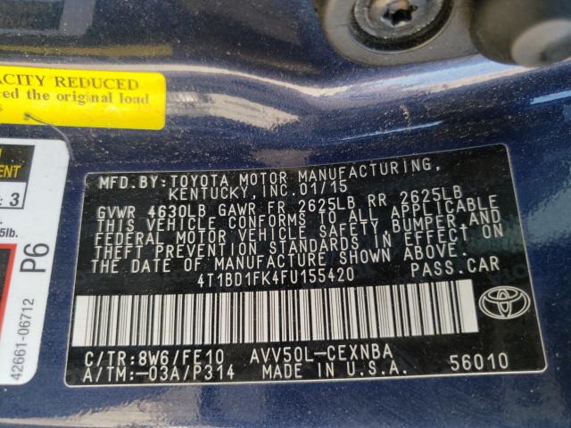 Photo 9 VIN: 4T1BD1FK4FU155420 - TOYOTA CAMRY 