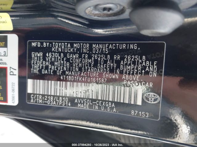 Photo 8 VIN: 4T1BD1FK4FU161587 - TOYOTA CAMRY HYBRID 