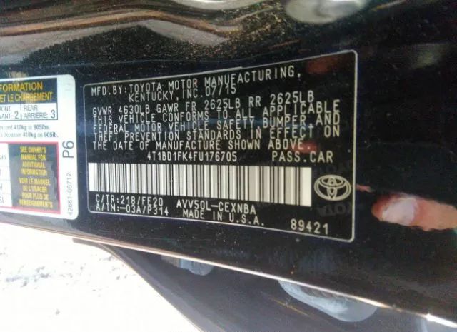 Photo 8 VIN: 4T1BD1FK4FU176705 - TOYOTA CAMRY HYBRID 