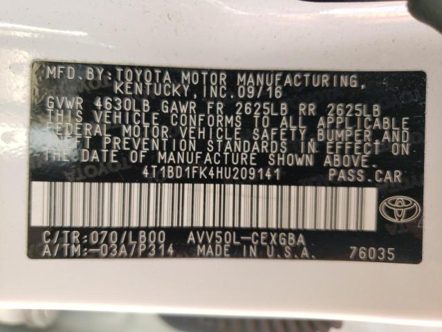 Photo 11 VIN: 4T1BD1FK4HU209141 - TOYOTA CAMRY HYBR 