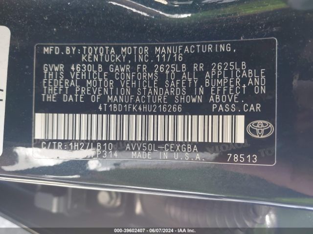 Photo 8 VIN: 4T1BD1FK4HU216266 - TOYOTA CAMRY 