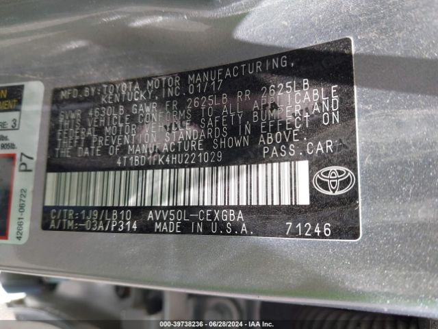 Photo 8 VIN: 4T1BD1FK4HU221029 - TOYOTA CAMRY 