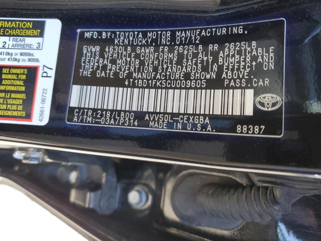 Photo 12 VIN: 4T1BD1FK5CU009605 - TOYOTA CAMRY HYBR 