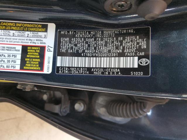 Photo 11 VIN: 4T1BD1FK5CU012391 - TOYOTA CAMRY 