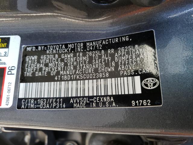 Photo 9 VIN: 4T1BD1FK5CU023858 - TOYOTA CAMRY HYBR 