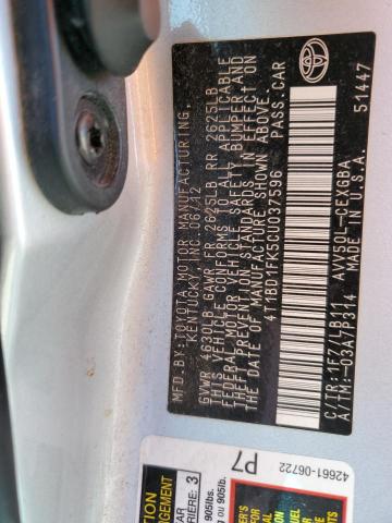 Photo 11 VIN: 4T1BD1FK5CU037596 - TOYOTA CAMRY HYBR 