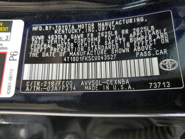 Photo 11 VIN: 4T1BD1FK5CU043527 - TOYOTA CAMRY 