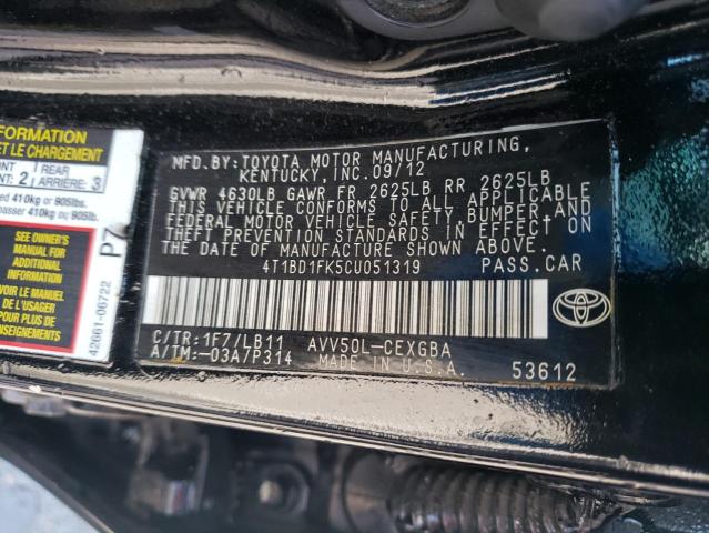 Photo 11 VIN: 4T1BD1FK5CU051319 - TOYOTA CAMRY HYBR 