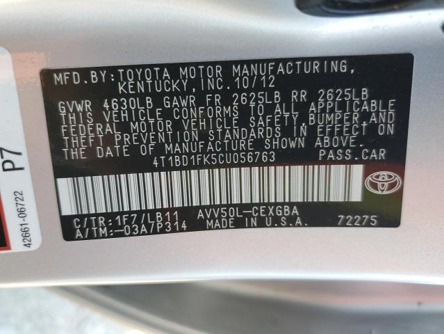 Photo 9 VIN: 4T1BD1FK5CU056763 - TOYOTA CAMRY HYBR 