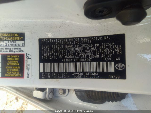 Photo 8 VIN: 4T1BD1FK5DU064007 - TOYOTA CAMRY HYBRID 