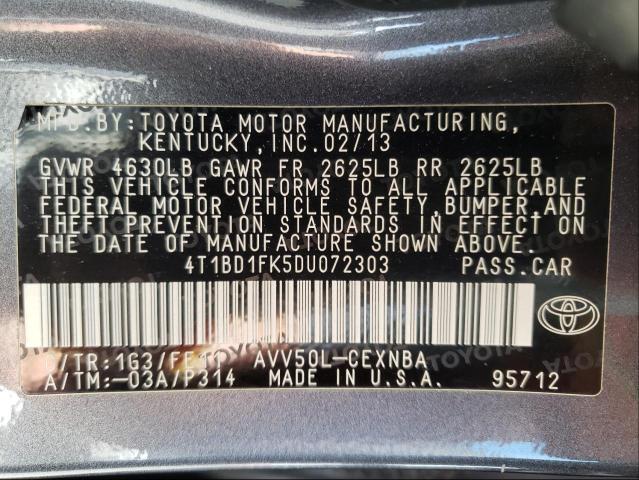 Photo 9 VIN: 4T1BD1FK5DU072303 - TOYOTA CAMRY HYBR 