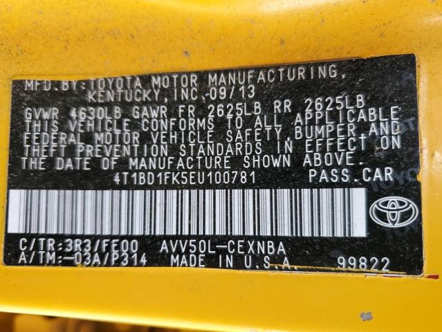 Photo 11 VIN: 4T1BD1FK5EU100781 - TOYOTA CAMRY HYBR 