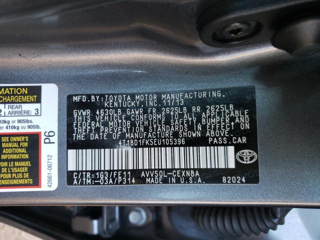 Photo 9 VIN: 4T1BD1FK5EU105396 - TOYOTA CAMRY HYBR 