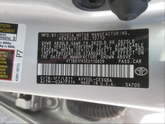 Photo 9 VIN: 4T1BD1FK5EU110629 - TOYOTA CAMRY HYBR 