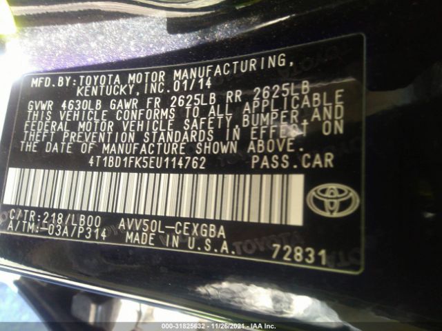 Photo 8 VIN: 4T1BD1FK5EU114762 - TOYOTA CAMRY HYBRID 